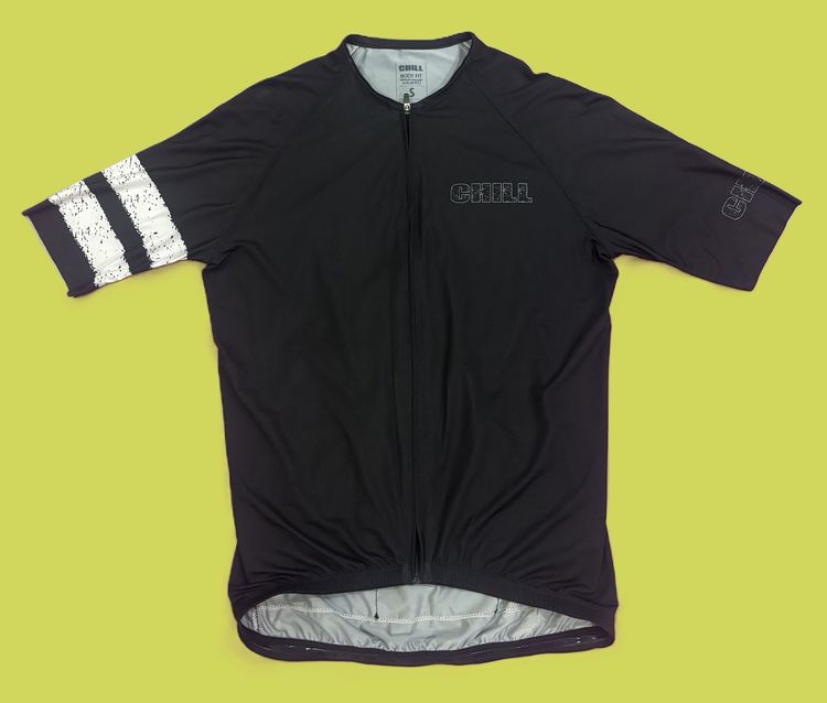 ชุดปั่นจักรยาน อื่นๆ ไม่ระบุ ดำ เสื้อปั่นจักรยานแขนสั้น CHILL ไซส์ S อกเสื้อ ก่อนยืด 30 นิ้ว เอวสะดือ 28 นิ้วมือสอง