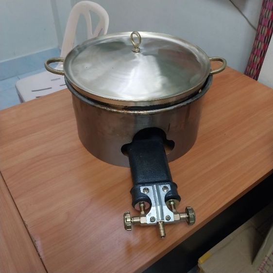 เบ้าขนมครกทองเหลืองพร้อมเตาบังลมสแตนเลส