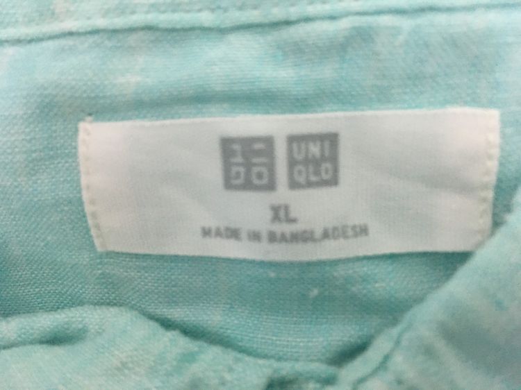 เสื้อเชิ้ตแขนยาว ผ้าลินิน แบรนด์ UNIQLO สีเขียวพาสเทล รูปที่ 7