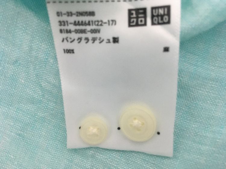 เสื้อเชิ้ตแขนยาว ผ้าลินิน แบรนด์ UNIQLO สีเขียวพาสเทล รูปที่ 8