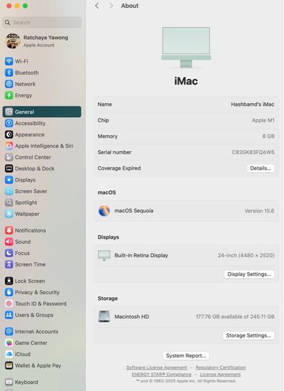 iMac 2021 M1 8GB 256GB SSD 24“ Green รูปที่ 3