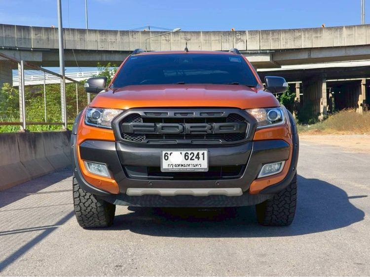 Ford Ranger 2017 3.2 Wildtrak 4WD Pickup ดีเซล ไม่ติดแก๊ส เกียร์อัตโนมัติ ส้ม