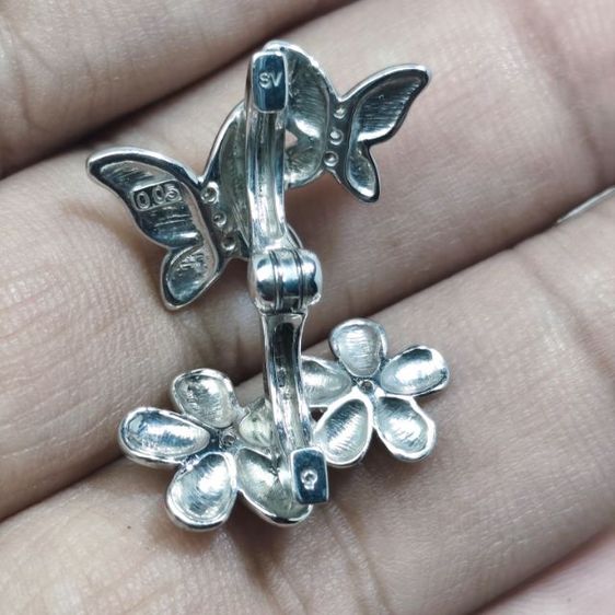 🔖ต่างหูเงินแท้เพชรแท้ ใส่ได้ 2 แบบ 🌸🦋 ต่างหูแบบหนีบใบหู งานจากต่างประเทศ รูปที่ 11