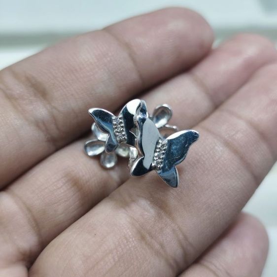 🔖ต่างหูเงินแท้เพชรแท้ ใส่ได้ 2 แบบ 🌸🦋 ต่างหูแบบหนีบใบหู งานจากต่างประเทศ รูปที่ 7