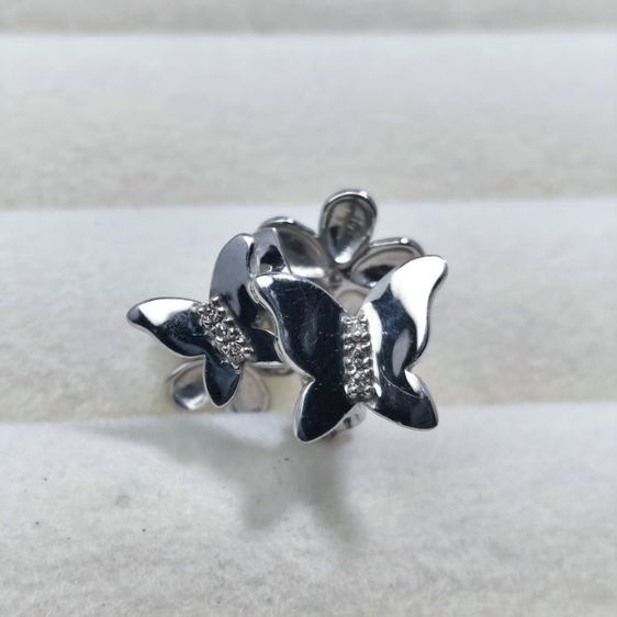 🔖ต่างหูเงินแท้เพชรแท้ ใส่ได้ 2 แบบ 🌸🦋 ต่างหูแบบหนีบใบหู งานจากต่างประเทศ