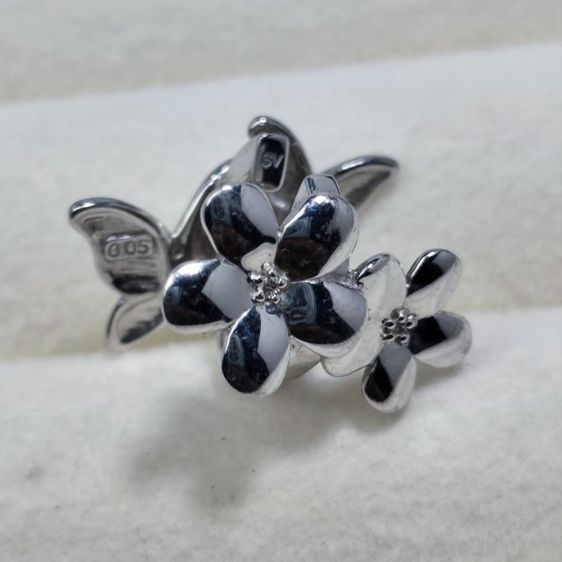 🔖ต่างหูเงินแท้เพชรแท้ ใส่ได้ 2 แบบ 🌸🦋 ต่างหูแบบหนีบใบหู งานจากต่างประเทศ รูปที่ 3