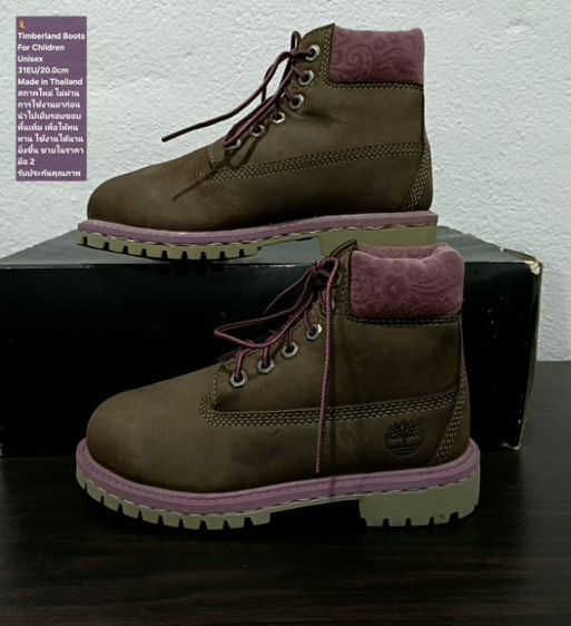 Timberland Boots For Children 31EU(20.0cm) ของแท้ มือ 2 สภาพใกล้เคียงของใหม่, รองเท้า Timberland หนังแท้ พื้นเต็ม ได้เย็บรอบขอบพื้นเพิ่ม รูปที่ 15