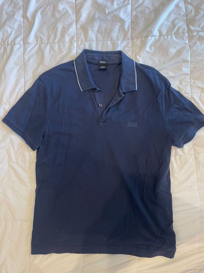 อื่นๆ อื่นๆ แขนสั้น BOSS Hugo Boss เสื้อโปโลผู้ชาย สีกรม ไซซ์ L Regular Fit Pima Cotton มือสองแท้