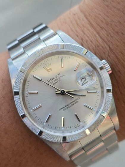 นาฬิกา Rolex Oyster Perpetual Date Silver Dial Ref.15210 Series "K" Year 2001 ขอบรางรถไฟ รูปที่ 6