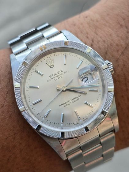 นาฬิกา Rolex Oyster Perpetual Date Silver Dial Ref.15210 Series "K" Year 2001 ขอบรางรถไฟ รูปที่ 2