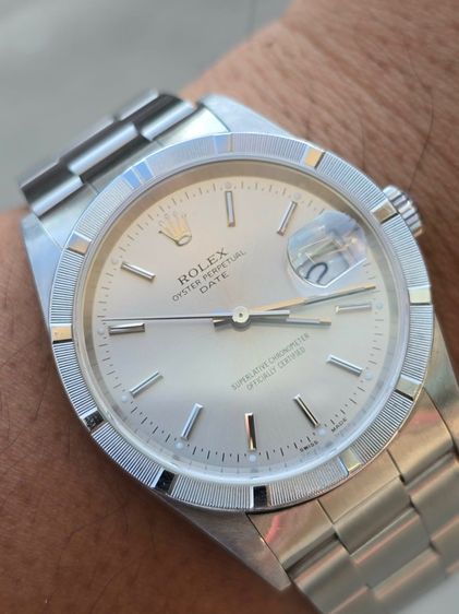 นาฬิกา Rolex Oyster Perpetual Date Silver Dial Ref.15210 Series "K" Year 2001 ขอบรางรถไฟ รูปที่ 7