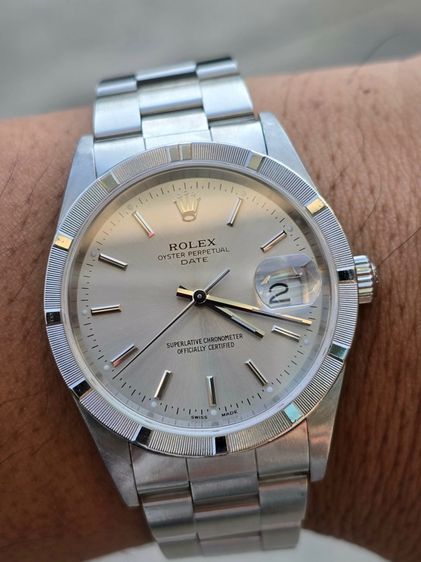 นาฬิกา Rolex Oyster Perpetual Date Silver Dial Ref.15210 Series "K" Year 2001 ขอบรางรถไฟ รูปที่ 4