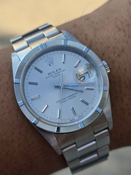 นาฬิกา Rolex Oyster Perpetual Date Silver Dial Ref.15210 Series "K" Year 2001 ขอบรางรถไฟ รูปที่ 9