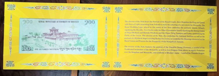 ธนบัตร​ที่ระลึก​ 100 งูตรัม ประเทศ​ภูฏาน พร้อมปก
รุ่นปี : คศ. 2011​ ไม่ผ่าน​ใช้​สวย รูปที่ 8