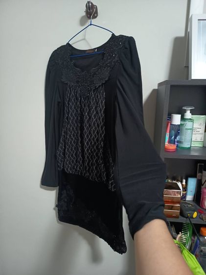 ชุดเดรสกระโปร่งสั้นสีดำ รูปที่ 8