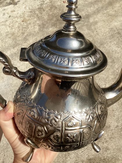 Antique Vintage Moroccan Silver-Plated Teapot รูปที่ 7