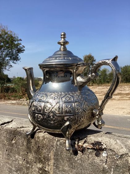 Antique Vintage Moroccan Silver-Plated Teapot รูปที่ 17