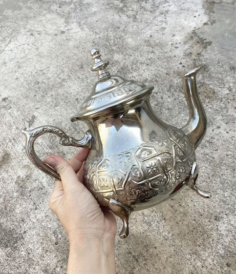 Antique Vintage Moroccan Silver-Plated Teapot รูปที่ 2