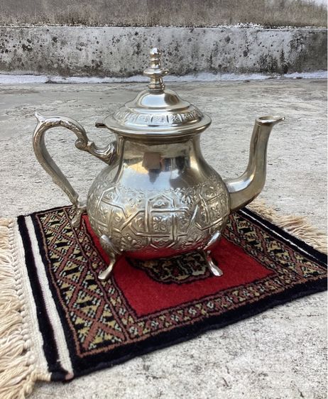 Antique Vintage Moroccan Silver-Plated Teapot