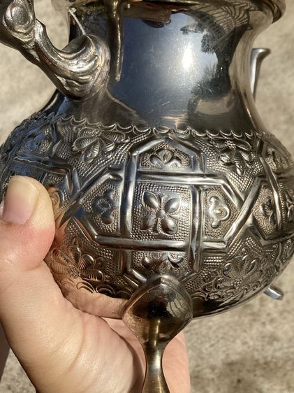 Antique Vintage Moroccan Silver-Plated Teapot รูปที่ 6
