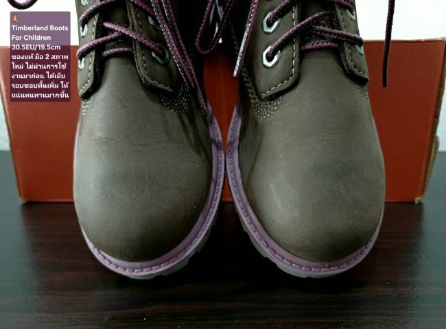 Timberland Boots For Children, Unisex 30.5EU(19.5cm) ของแท้ มือ 2 สภาพใหม่ ไม่ผ่านการใช้งานมาก่อน, รองเท้า Timberland หนังแท้ พื้นเต็มสวยมาก รูปที่ 7