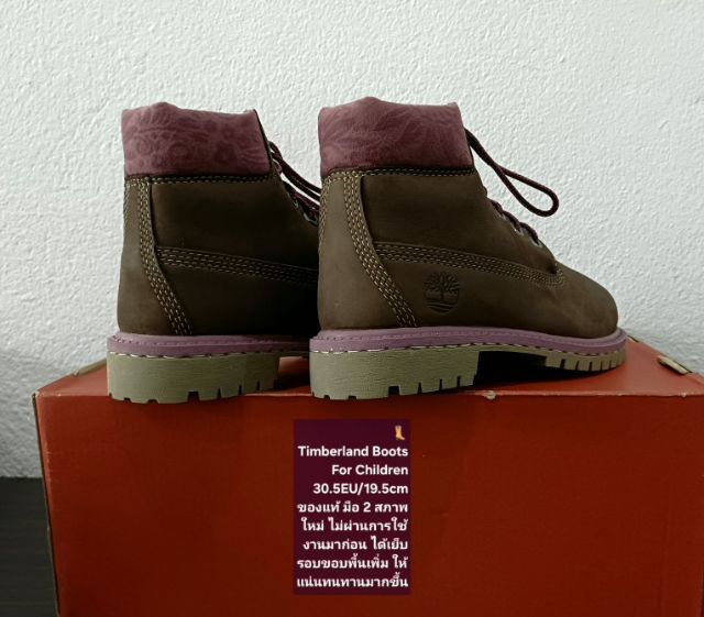 Timberland Boots For Children, Unisex 30.5EU(19.5cm) ของแท้ มือ 2 สภาพใหม่ ไม่ผ่านการใช้งานมาก่อน, รองเท้า Timberland หนังแท้ พื้นเต็มสวยมาก รูปที่ 13