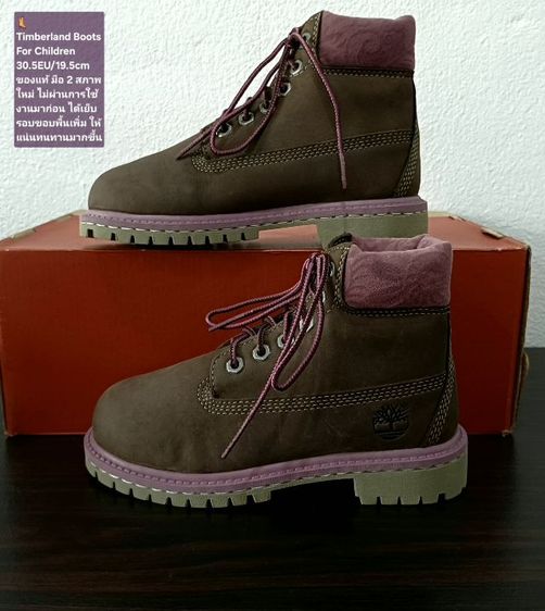 Timberland Boots For Children, Unisex 30.5EU(19.5cm) ของแท้ มือ 2 สภาพใหม่ ไม่ผ่านการใช้งานมาก่อน, รองเท้า Timberland หนังแท้ พื้นเต็มสวยมาก รูปที่ 15