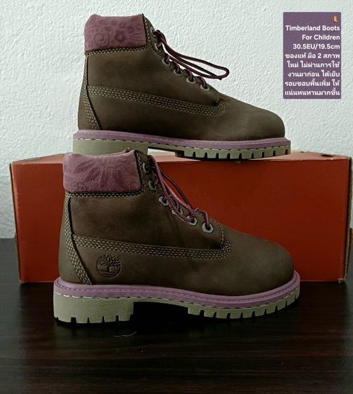 Timberland Boots For Children, Unisex 30.5EU(19.5cm) ของแท้ มือ 2 สภาพใหม่ ไม่ผ่านการใช้งานมาก่อน, รองเท้า Timberland หนังแท้ พื้นเต็มสวยมาก รูปที่ 14