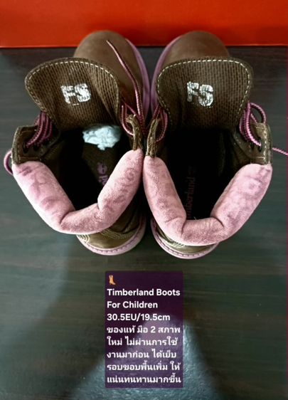 Timberland Boots For Children, Unisex 30.5EU(19.5cm) ของแท้ มือ 2 สภาพใหม่ ไม่ผ่านการใช้งานมาก่อน, รองเท้า Timberland หนังแท้ พื้นเต็มสวยมาก รูปที่ 16