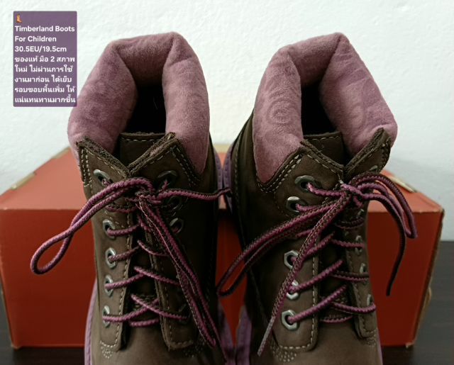 Timberland Boots For Children, Unisex 30.5EU(19.5cm) ของแท้ มือ 2 สภาพใหม่ ไม่ผ่านการใช้งานมาก่อน, รองเท้า Timberland หนังแท้ พื้นเต็มสวยมาก รูปที่ 8