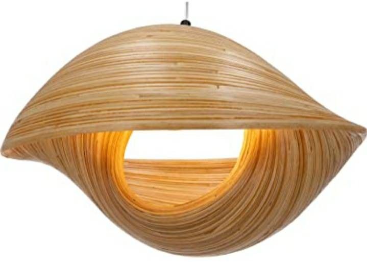 ขายโคมไฟเพดานไม้ไผ่ทรงเปลือกหอย งานแฮนด์เมดงานแฮนด์เมดจากวัสดุธรรมชาติ งานดีไซน์ขนาด 60 เซ็นติเมตร สลับสีลายธรรมชาติ ฿ 1,900 รูปที่ 3