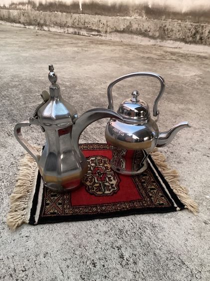 ของตกแต่งบ้านอื่นๆ Vintage Arabic Dallah Coffee Pot Set AL SAIF  Saudi Brand  Made in Korea 1970s ถึง 1980s