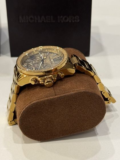 Michael Kors Wren Chronograph Crystal Pave Gold Dial Gold Steel Strap Watch For Women รูปที่ 4
