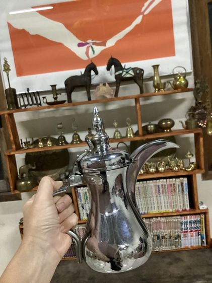 ของตกแต่งบ้านอื่นๆ Vintage Arabic Coffee Pot  Dallah กาแฟอาหรับทรงดั้งเดิม งานวินเทจสแตนเลส ผลิตเกาหลี