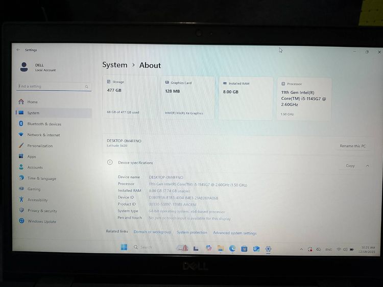 DELL Latitude 3420 i5 gen11 RAM8Gb SSD512Gb จอ14นิ้ว  รูปที่ 7