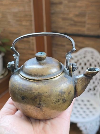 กาน้ำชาจีนทองเหลืองโบราณ  รูปที่ 2