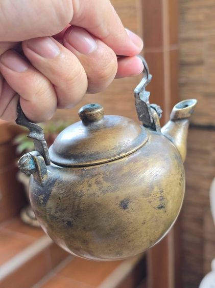 กาน้ำชาจีนทองเหลืองโบราณ  รูปที่ 10