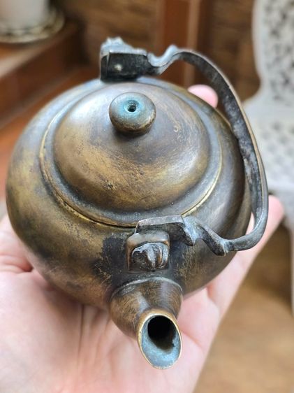 กาน้ำชาจีนทองเหลืองโบราณ  รูปที่ 9