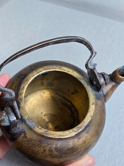 กาน้ำชาจีนทองเหลืองโบราณ  รูปที่ 6