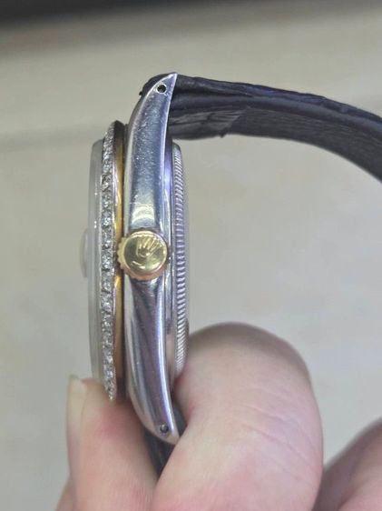 vintage Rolex datejust16013หน้าลายผ้าขอบเพชรออโต้2จังหว่ะไม่มีกล่องใบ รูปที่ 3