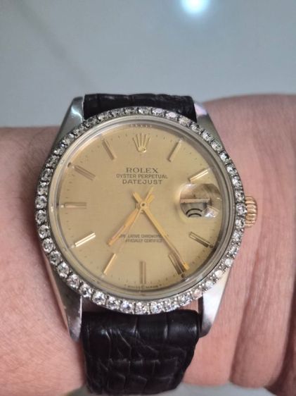 เงิน vintage Rolex datejust16013หน้าลายผ้าขอบเพชรออโต้2จังหว่ะไม่มีกล่องใบ