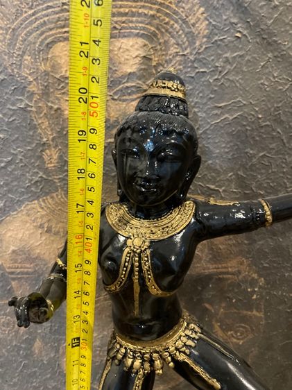 เทวรูปองค์กฤษณะนารายณ์ ปางร่ายรำศิลปะอินเดียใต้เนื้อทองเหลือง รูปที่ 9