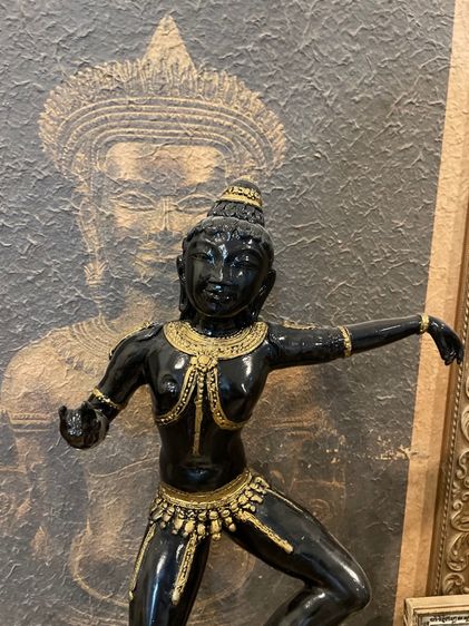 เทวรูปองค์กฤษณะนารายณ์ ปางร่ายรำศิลปะอินเดียใต้เนื้อทองเหลือง รูปที่ 15