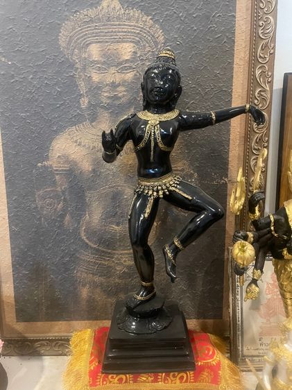 เทวรูปองค์กฤษณะนารายณ์ ปางร่ายรำศิลปะอินเดียใต้เนื้อทองเหลือง