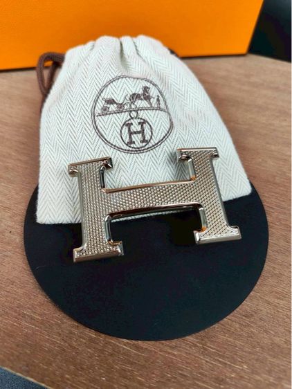 Hermès H Belt Buckle Guilloché Palladium l Full Set