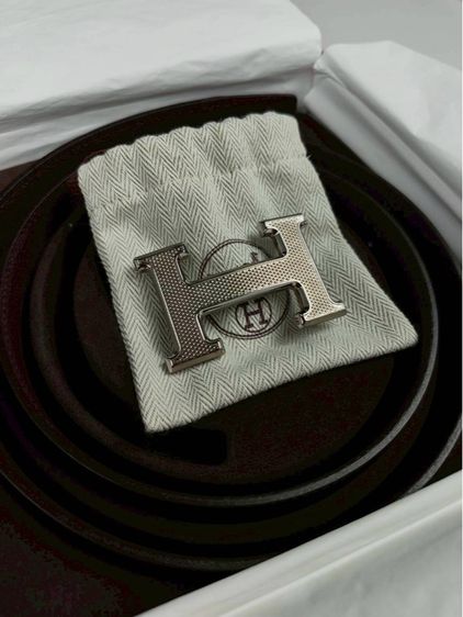 Hermès H Belt Buckle Guilloché Palladium l Full Set รูปที่ 2