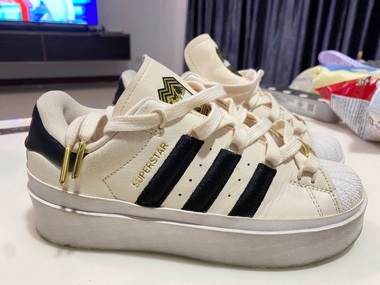 รองเท้าผ้าใบ ขาว ผ้า UK 5 | EU 38 | US 6.5 Adidas Originals Superstar Bonega Ivory Womens Platform Sneakers 