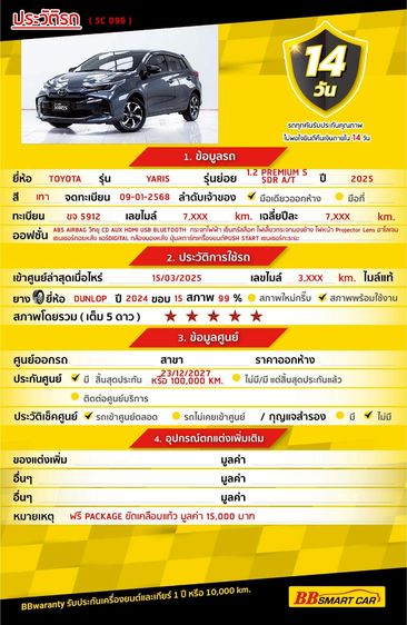 Toyota Yaris 2025 1.2 Premium S Sedan เบนซิน ไม่ติดแก๊ส เกียร์อัตโนมัติ เทา รูปที่ 2