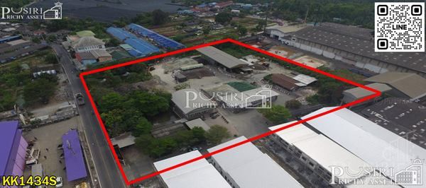 ขายที่ดิน 7 ไร่ พร้อมพื้นที่ใช้สอย ลานคอนกรีตเต็มพื้นที่ มีโรงงาน โกดัง สำนักงาน อุปกรณ์และใบ รง.4 ครบถ้วน แถมติดถนน 2 ด้านในราคาที่เปล่า