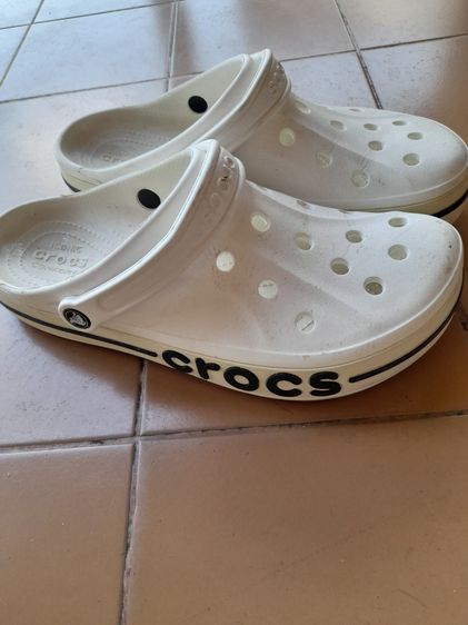 รองเท้าแตะ หนัง PU UK 12 | EU 47 1/3 | US 12.5 ขาว รองเท้าcrocsของแท้